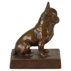 Early 20th Century Bronze Study entitled "Seated French Bulldog" by Dora Heber