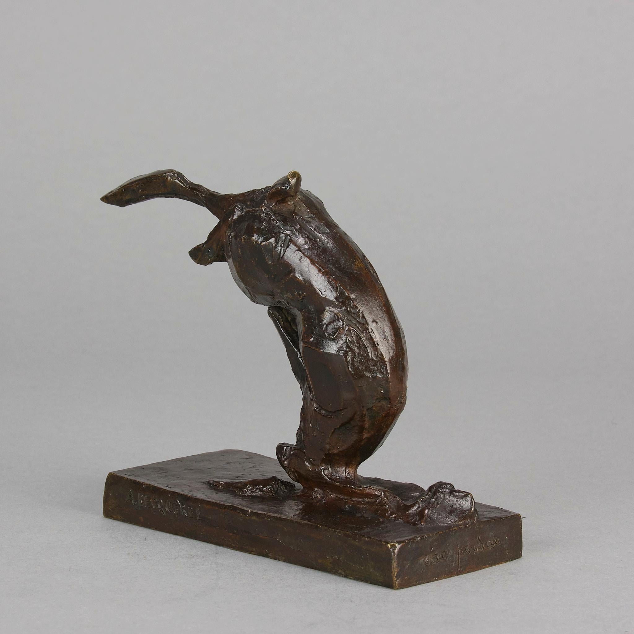 Bronzestudie mit dem Titel „Tumbling Hare“ von Andre Becquerel aus dem frühen 20. Jahrhundert im Angebot 6