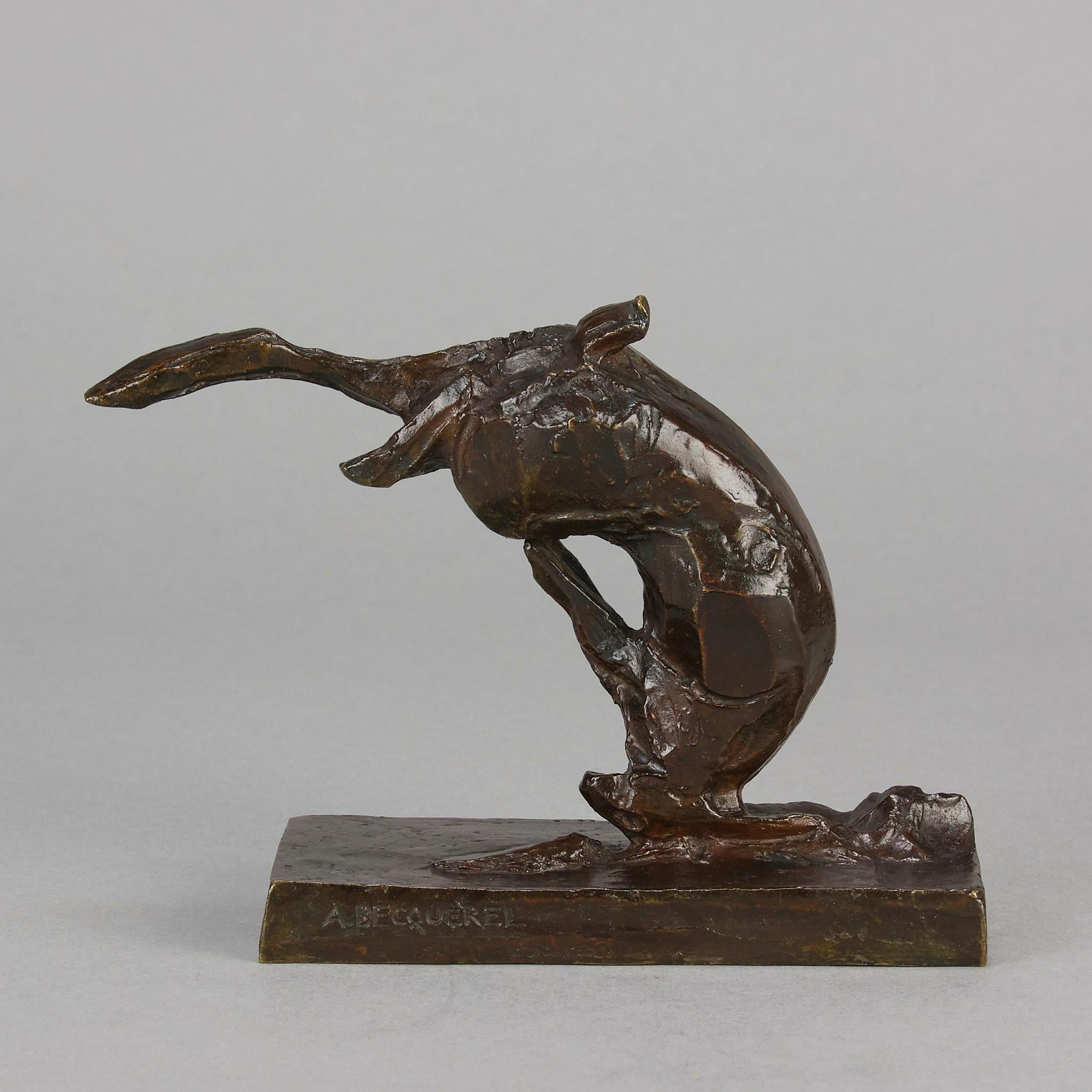 Bronzestudie mit dem Titel „Tumbling Hare“ von Andre Becquerel aus dem frühen 20. Jahrhundert (Gegossen) im Angebot