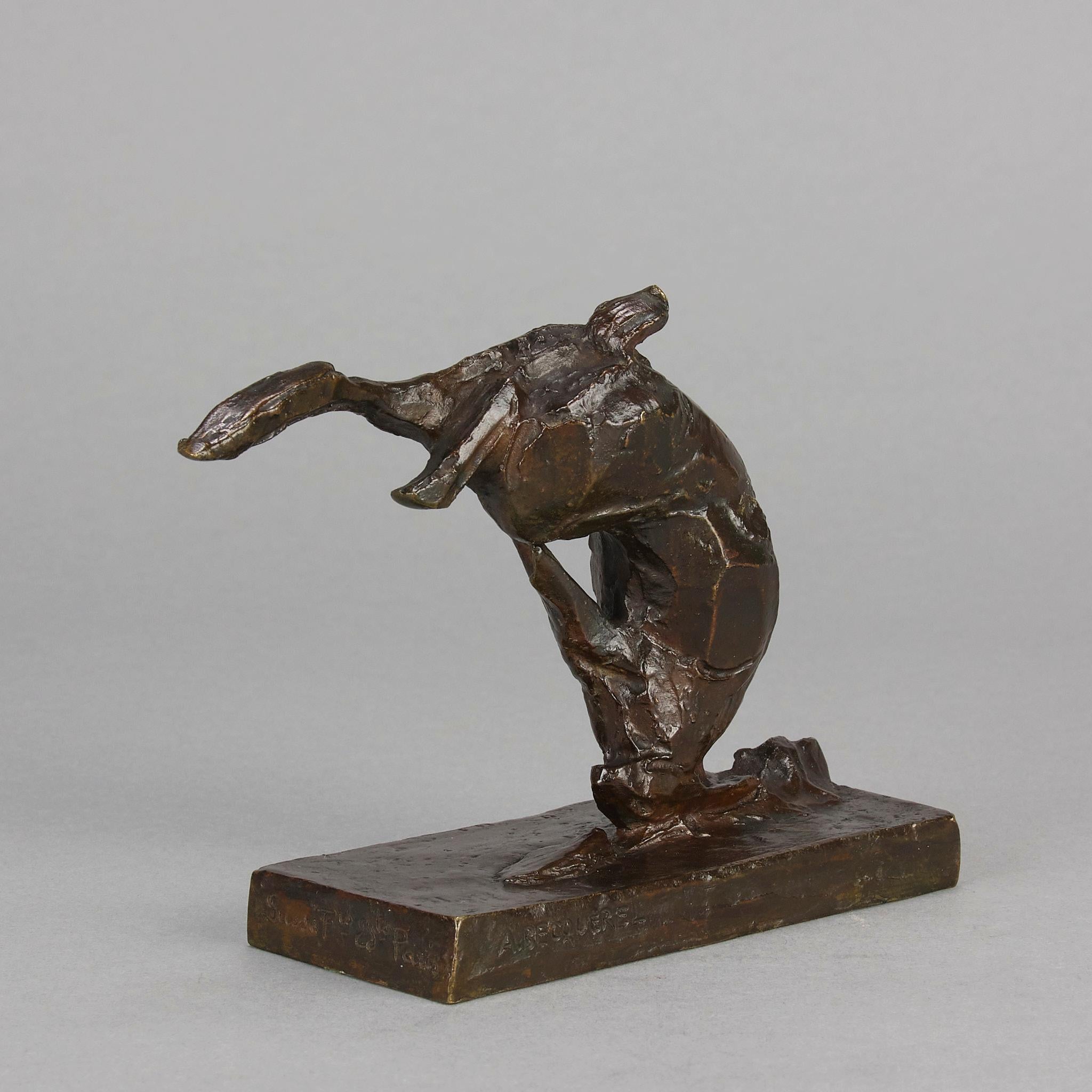 Bronzestudie mit dem Titel „Tumbling Hare“ von Andre Becquerel aus dem frühen 20. Jahrhundert im Zustand „Gut“ im Angebot in London, GB