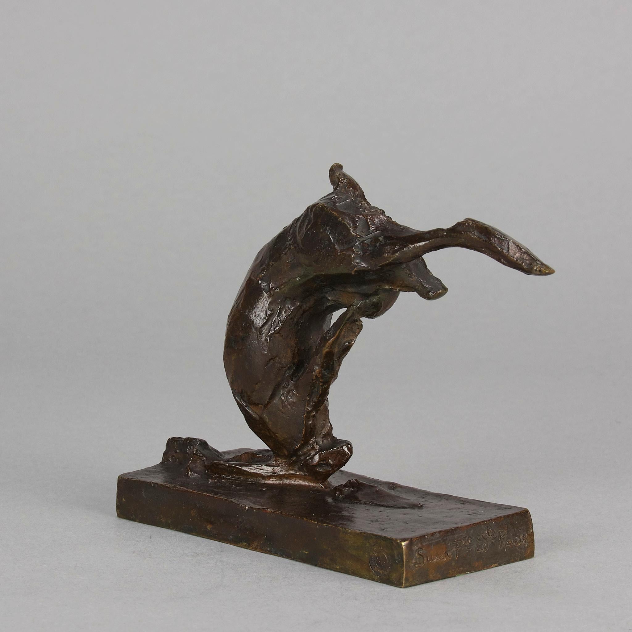 Bronzestudie mit dem Titel „Tumbling Hare“ von Andre Becquerel aus dem frühen 20. Jahrhundert im Angebot 2