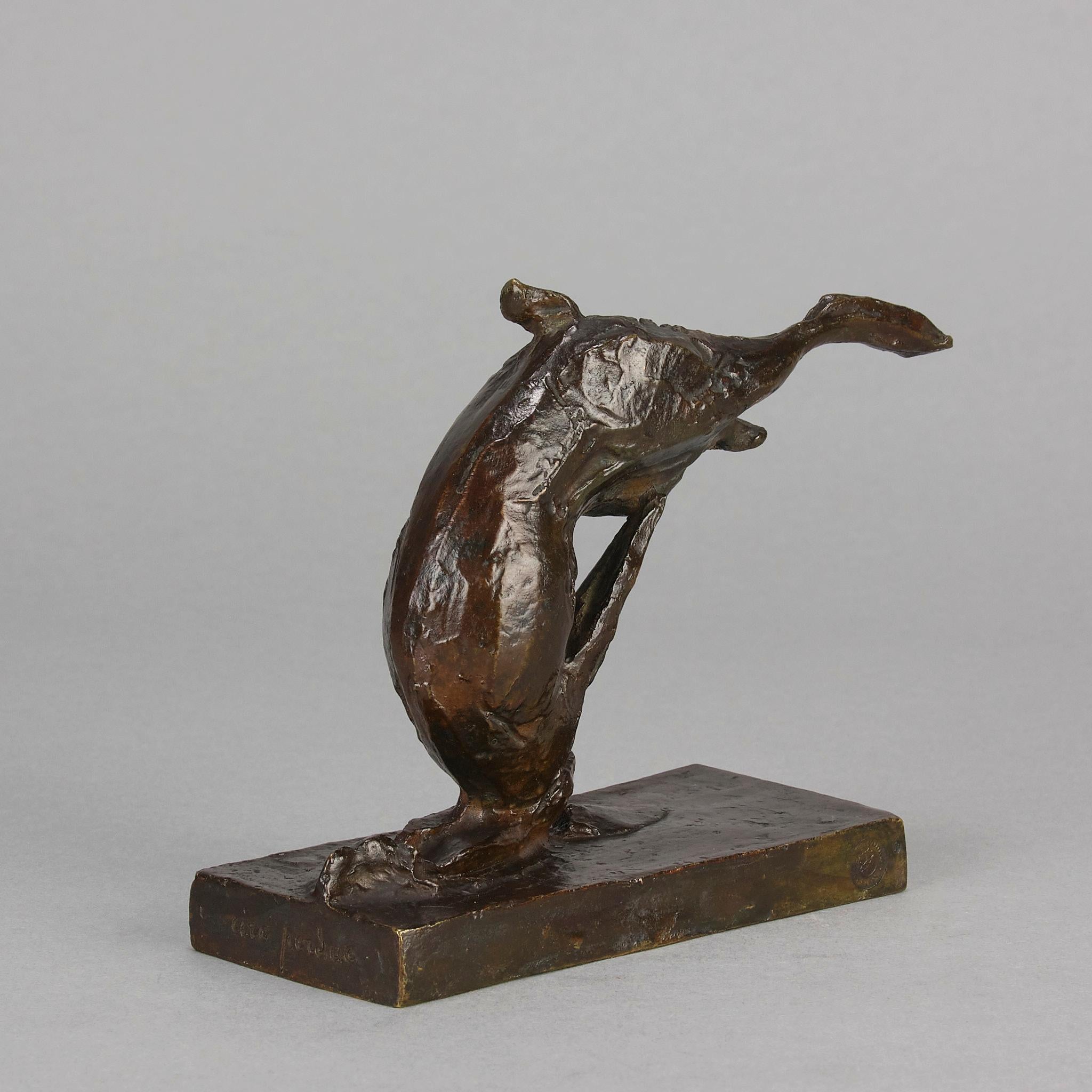 Bronzestudie mit dem Titel „Tumbling Hare“ von Andre Becquerel aus dem frühen 20. Jahrhundert im Angebot 4