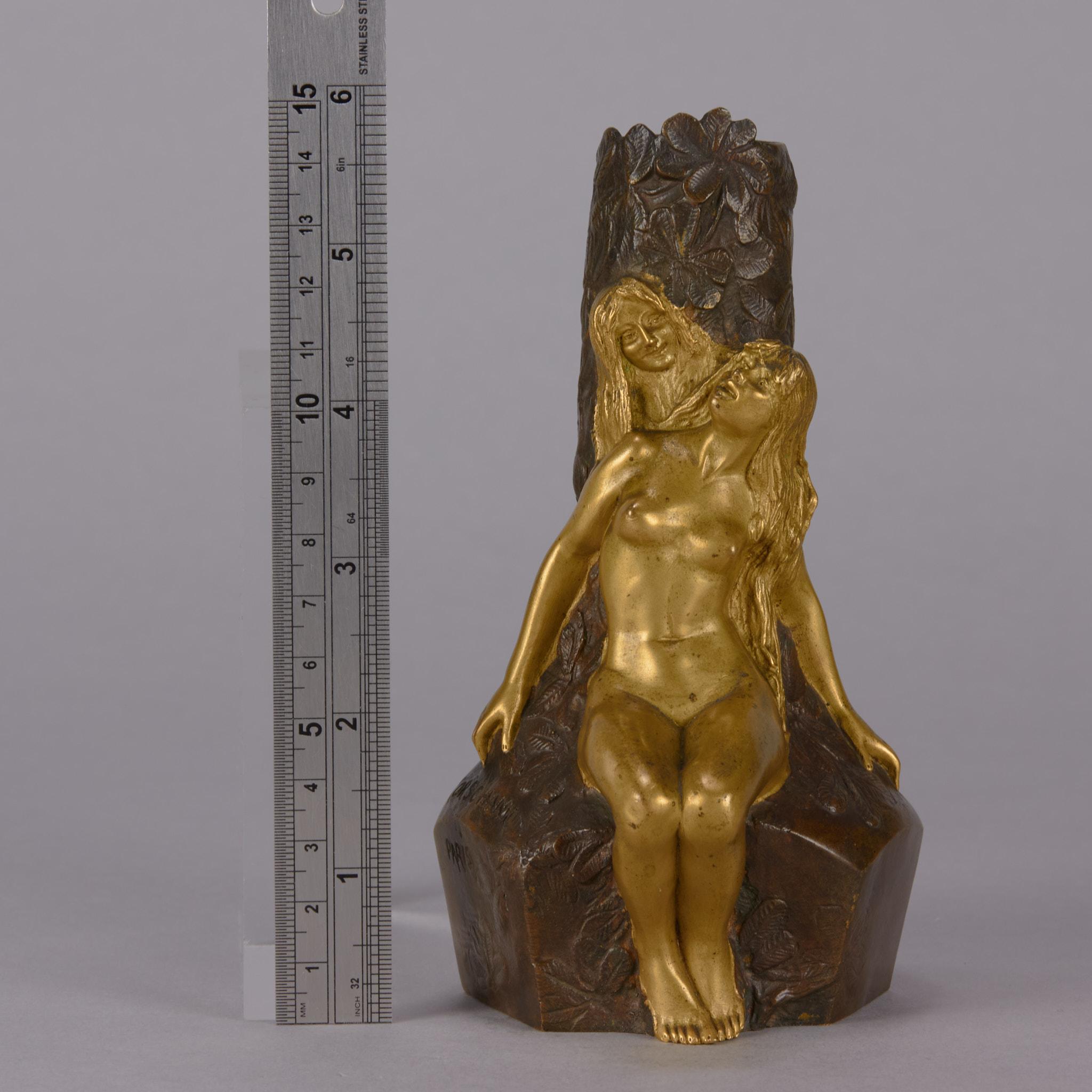 Vase en bronze du début du 20e siècle intitulé « Fe des Bois » par Charles Korschann en vente 2