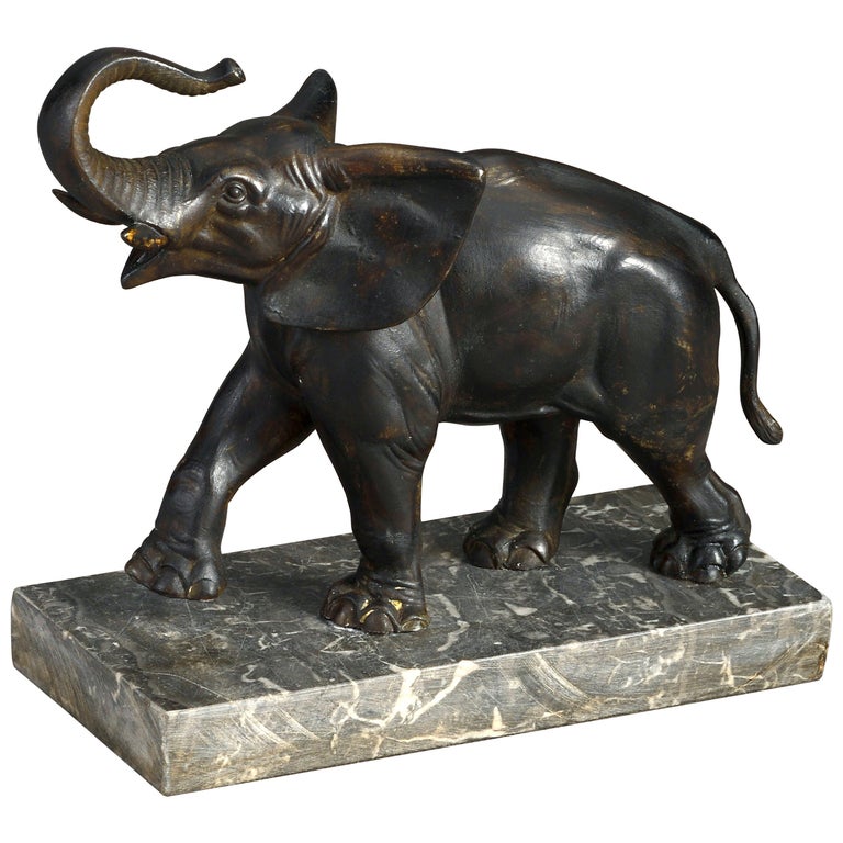 Early 20th Century Bronzed Elephant Sculpture For Sale at 1stDibs