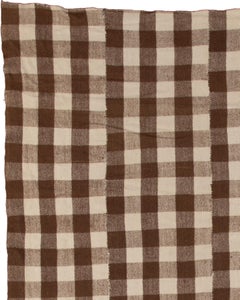 Early 20th Century Brown Geometric Gingham Turkish Kilim (Rug/Throw Blanket)