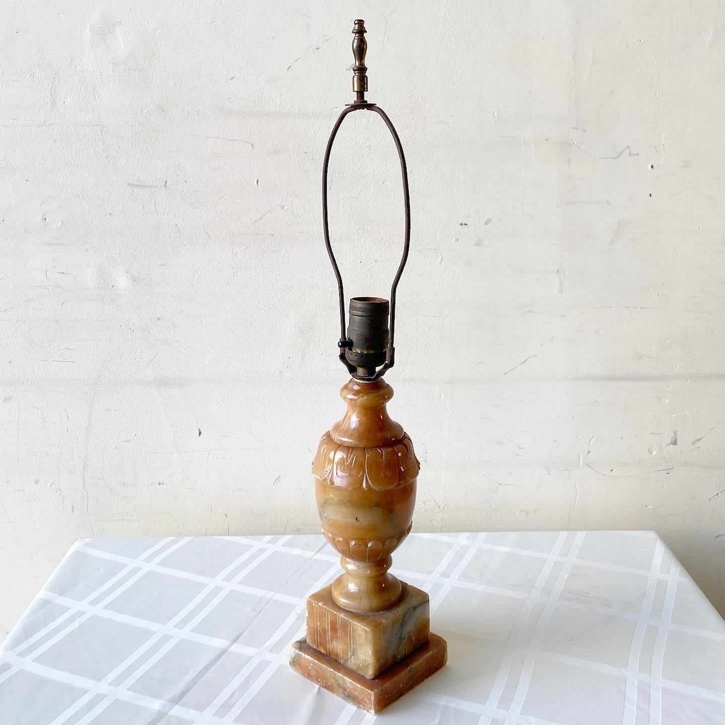 French Provincial Early 20th Century Brown Marble Table Lamp
