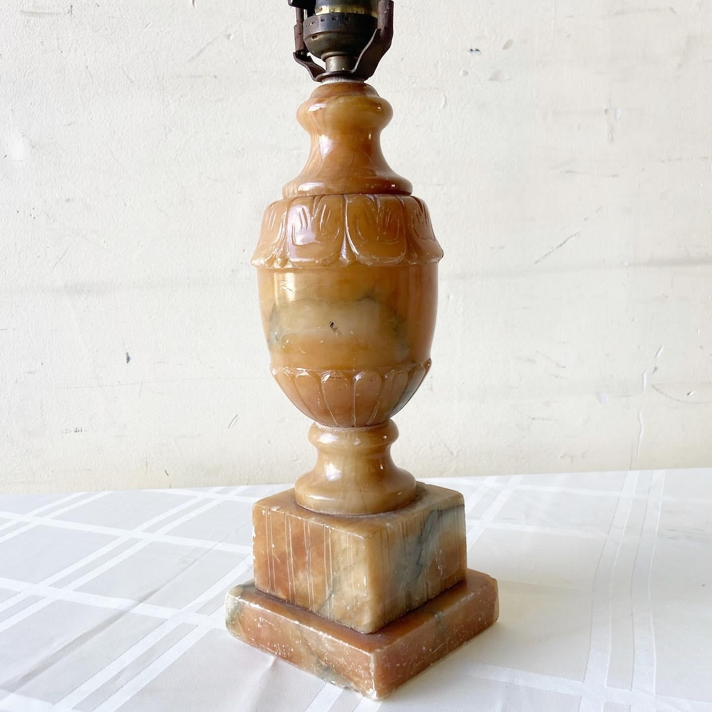 Early 20th Century Brown Marble Table Lamp In Good Condition In Delray Beach, FL