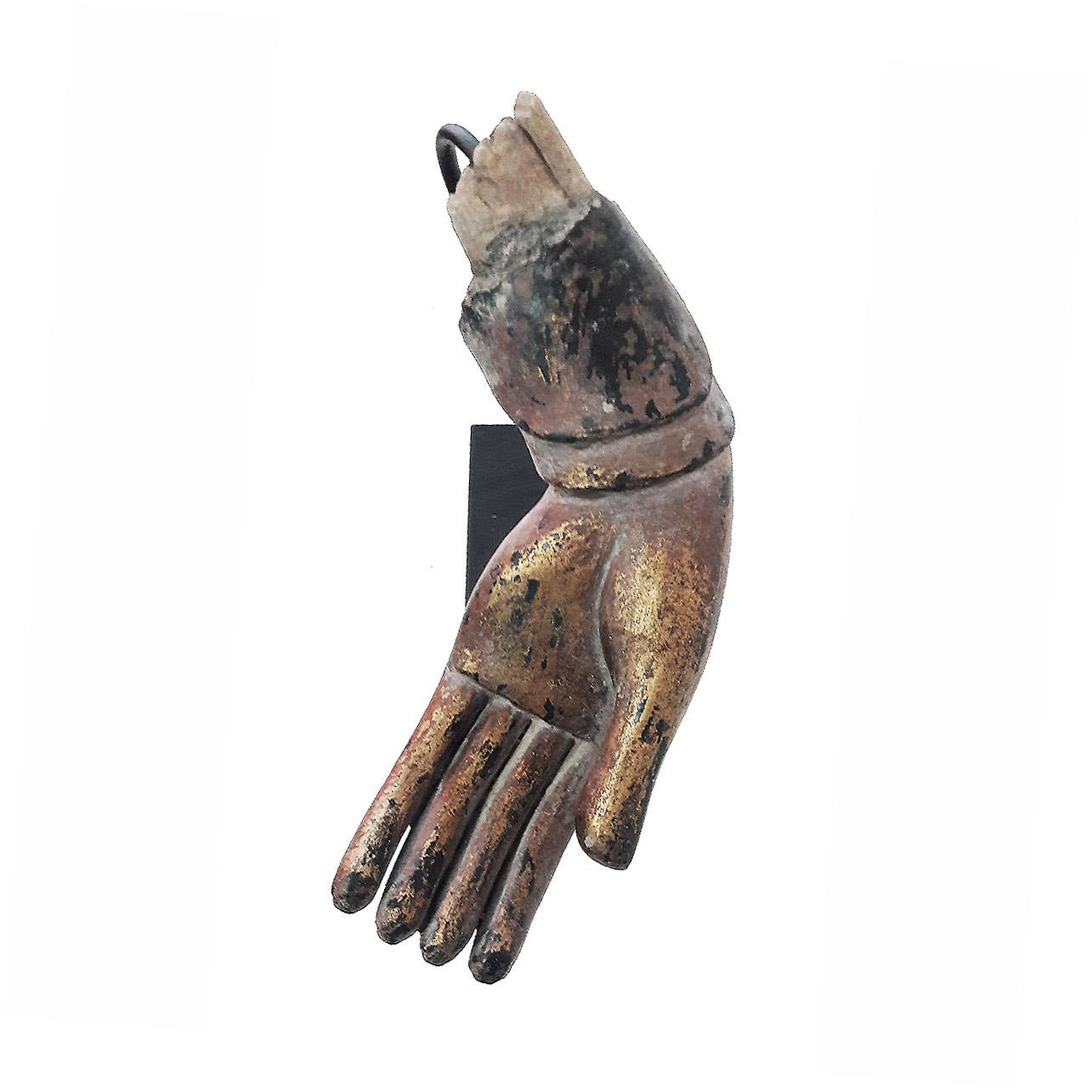 Wood Mid 19th Century Buddha Hand on a Stand For Sale