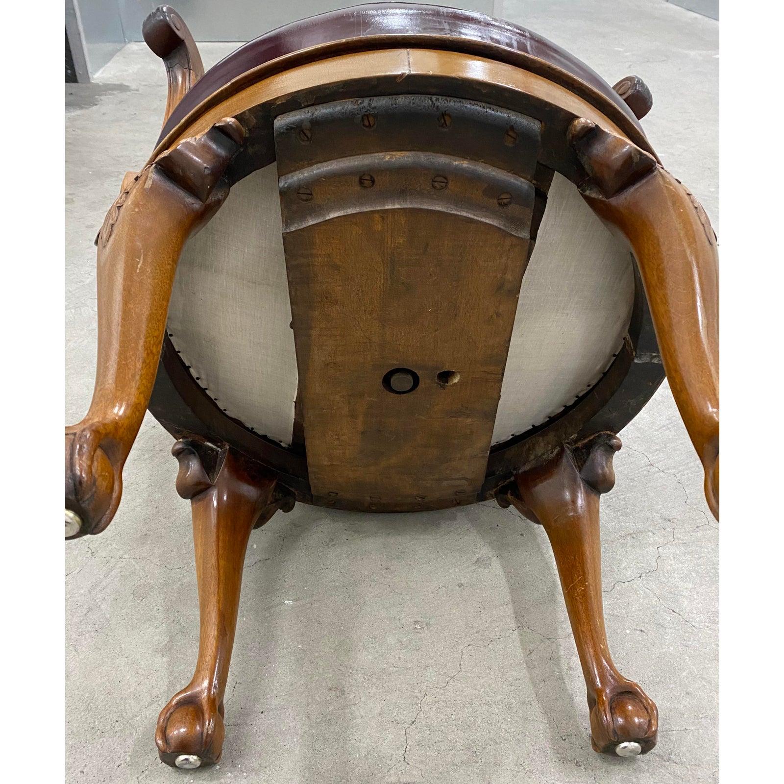 burgundy leather swivel chair