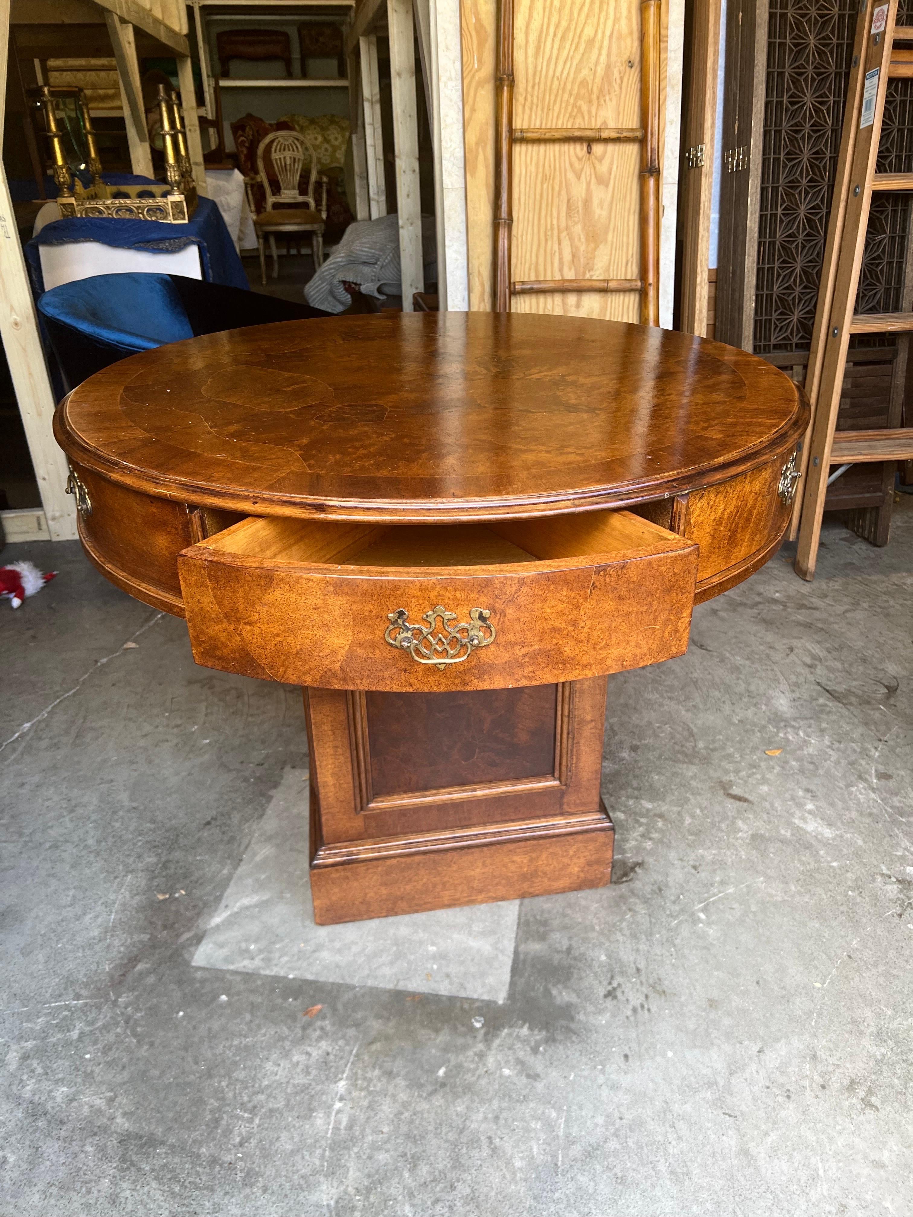 Early 20th Century Burled English Walnut Pedestal Center or Occasional Table In Good Condition For Sale In Charleston, SC