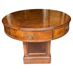 Early 20th Century Burled English Walnut Pedestal Center or Occasional Table