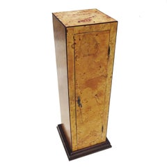Early 20th Century Burled Wood Pedestal Cabinet in Refinished Condition