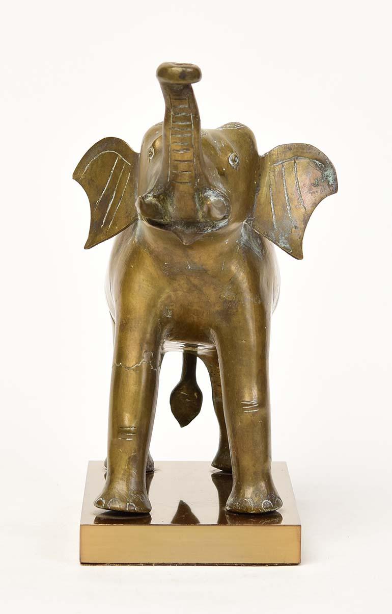 Early 20th Century, Burmese Bronze Standing Elephant For Sale 4