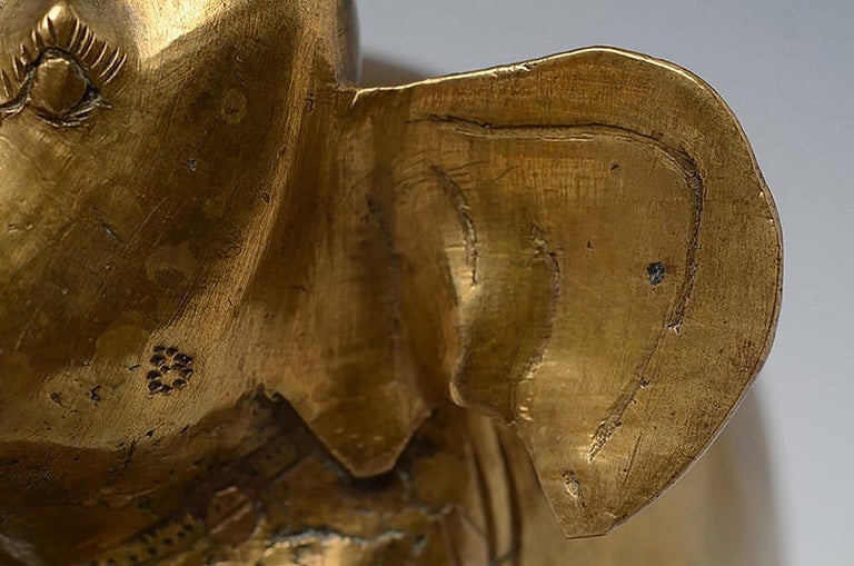 Early 20th Century, Burmese Bronze Standing Elephant For Sale at 1stDibs