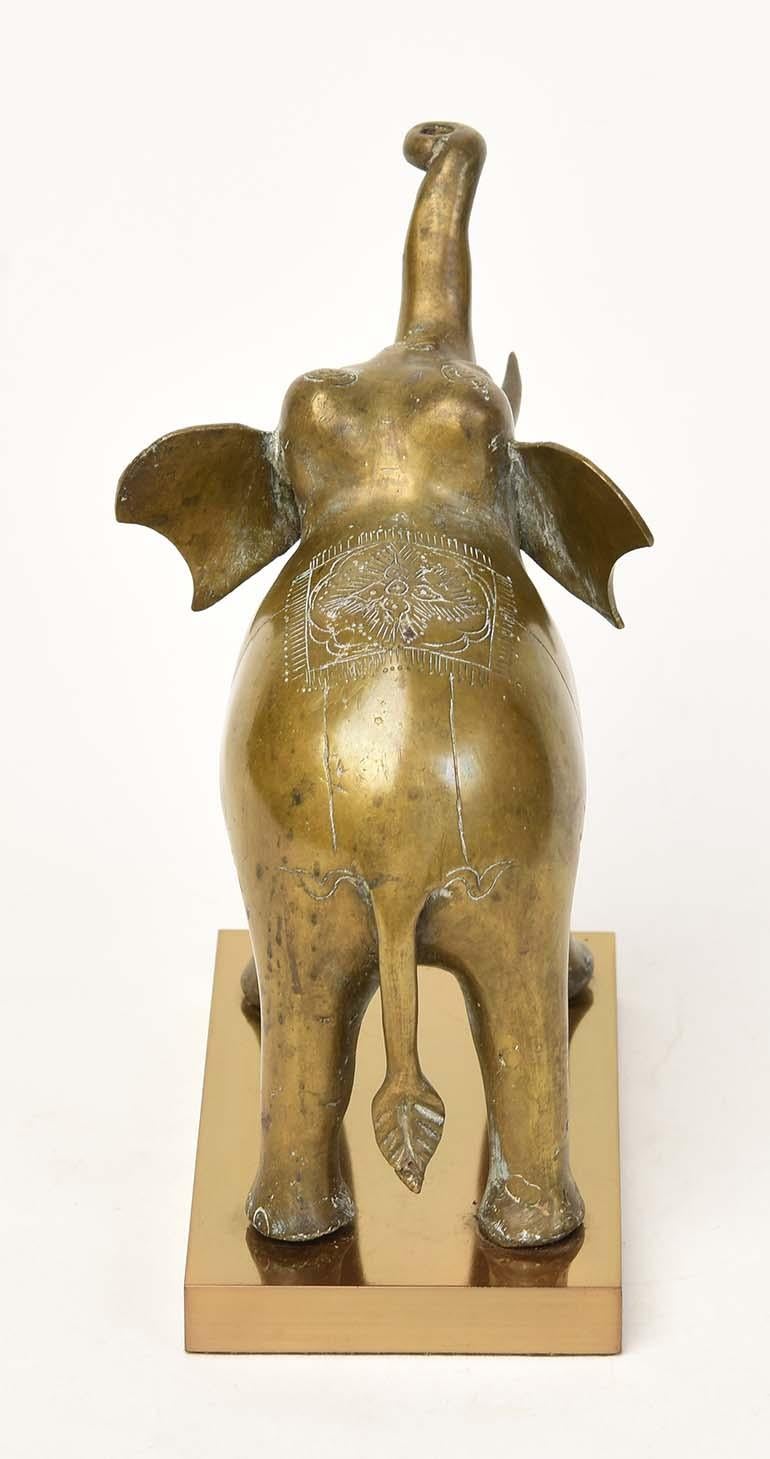 Hand-Carved Early 20th Century, Burmese Bronze Standing Elephant For Sale