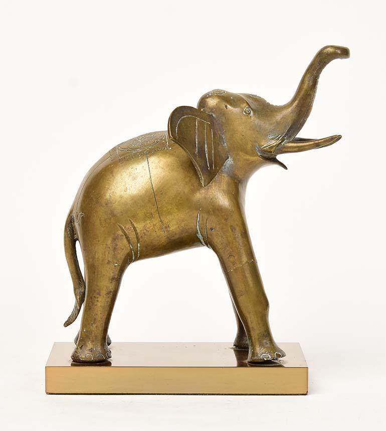 Early 20th Century, Burmese Bronze Standing Elephant For Sale 1