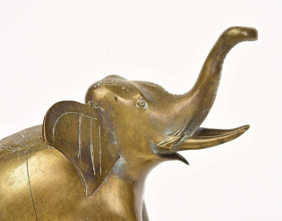 Early 20th Century, Burmese Bronze Standing Elephant For Sale 2