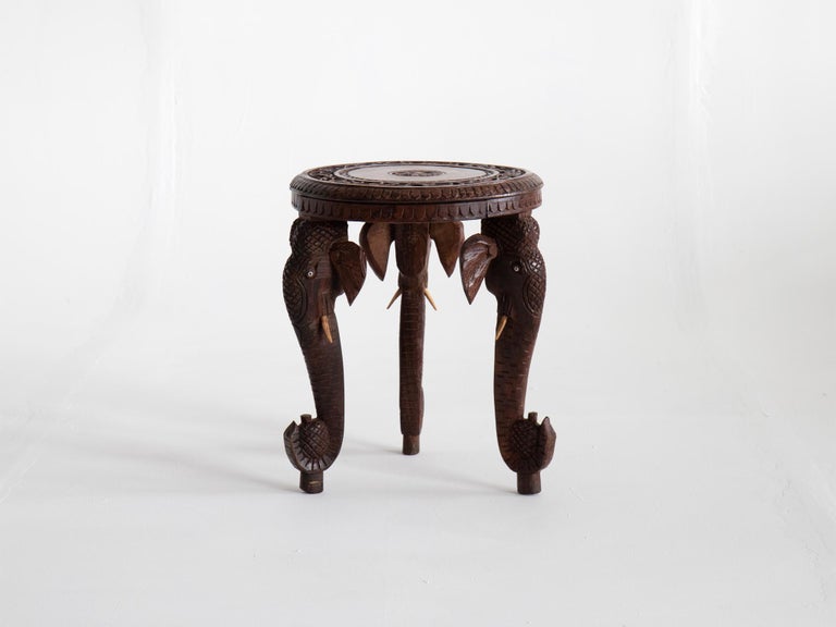 Early 20th Century Burmese Elephant Side Table For Sale at 1stDibs