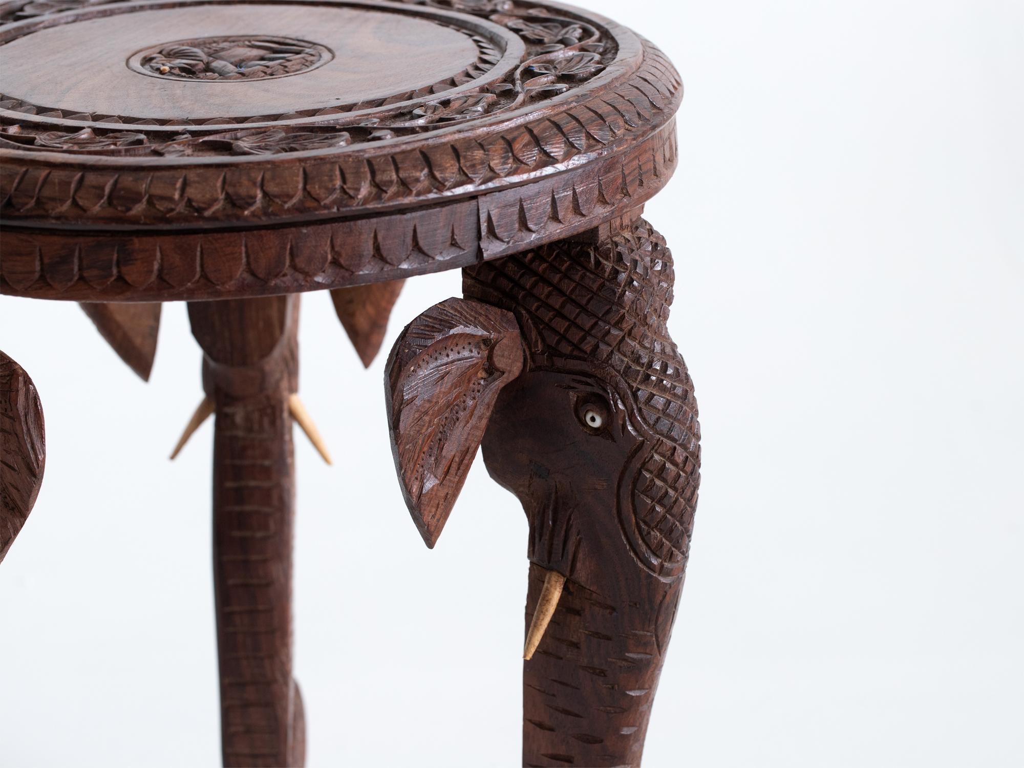 British Colonial Early 20th Century Burmese Elephant Side Table