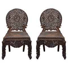 Early 20th Century Burmese Hand Carved Chairs