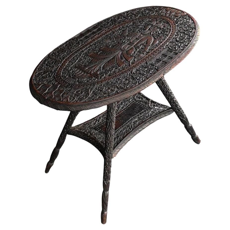 Early 20th century Burmese hand carved side table For Sale