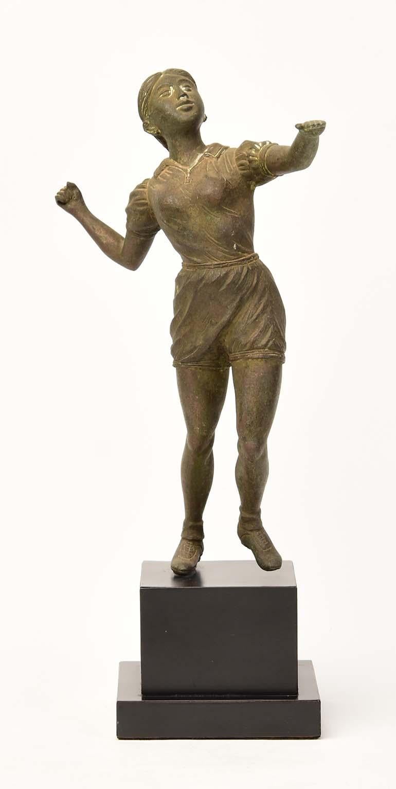 Hand-Carved Early 20th Century, Burmese Vintage Bronze Figure of Athlete For Sale