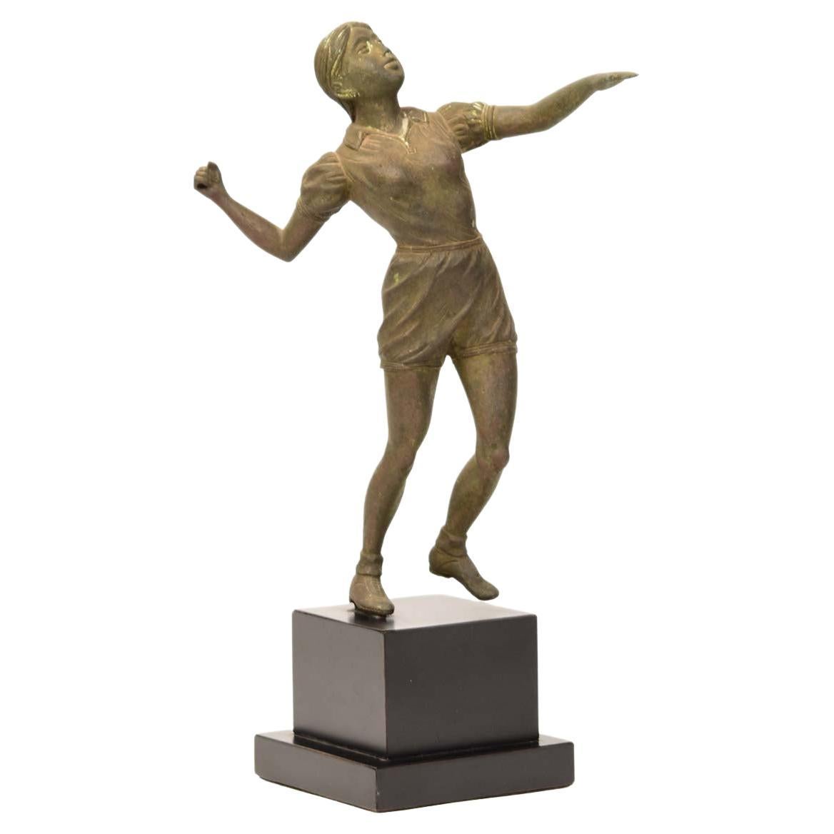 Figure d'athlète birmane en bronze vintage du début du XXe siècle