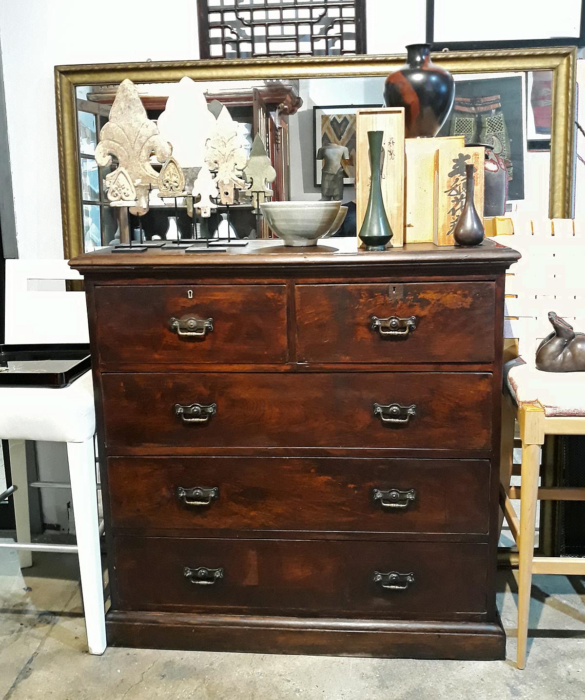Early 20th Century Burmese Wood Chest of Drawers For Sale 8