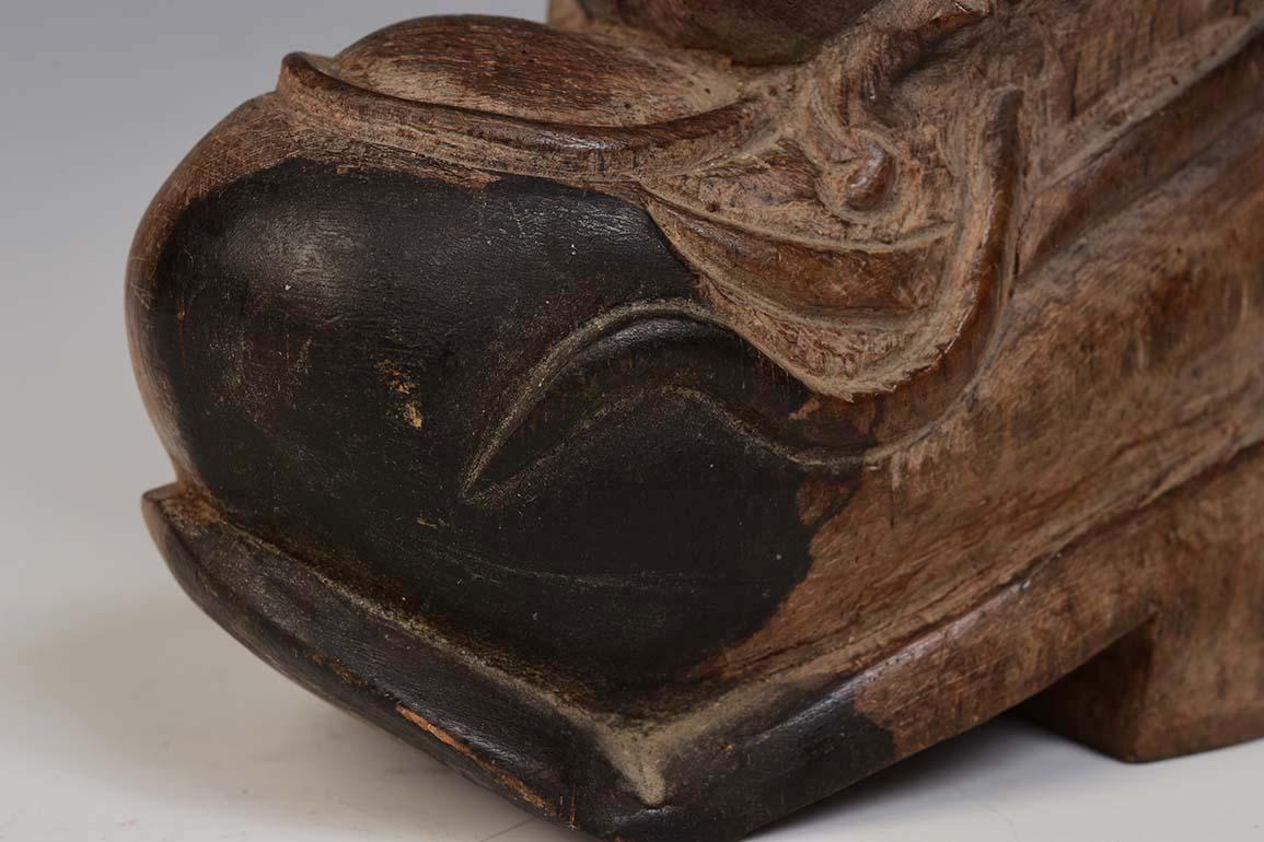 Hand-Carved Early 20th Century, Burmese Wooden Dog For Sale
