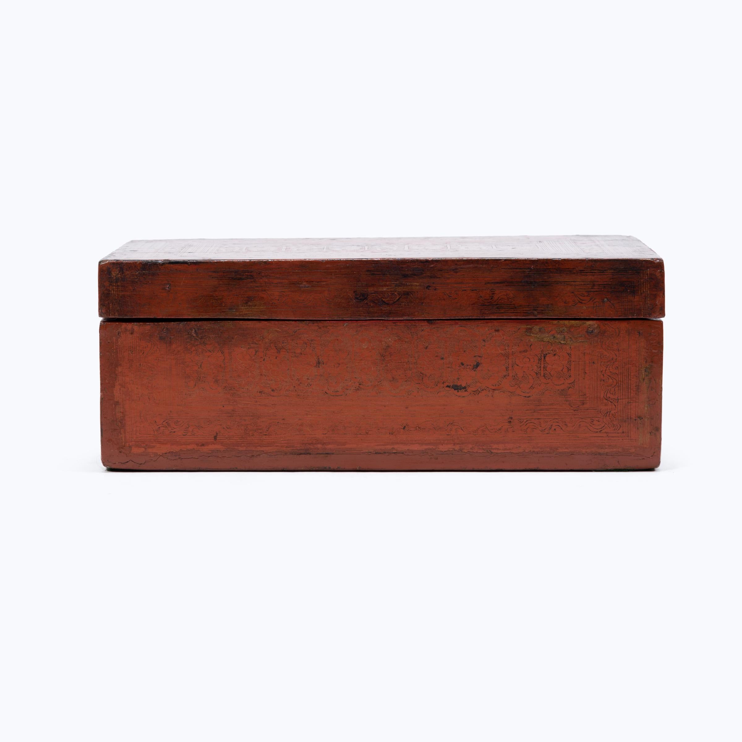 Wood Early 20th Century Burmese Yun Lacquer Box