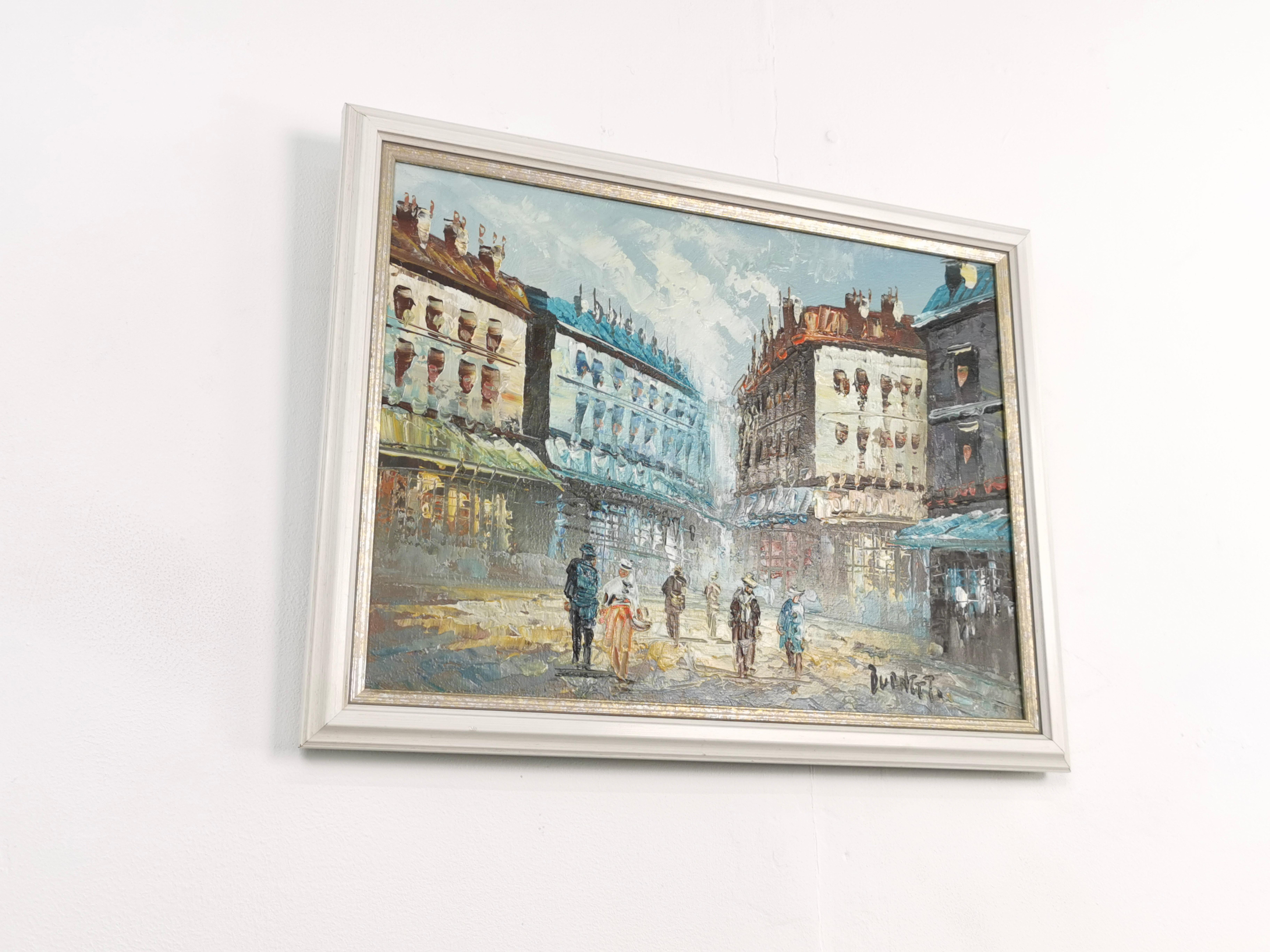 Huile sur toile - Scène de rue française du début du 20e siècle de Burnett Bon état - En vente à STOKE ON TRENT, GB