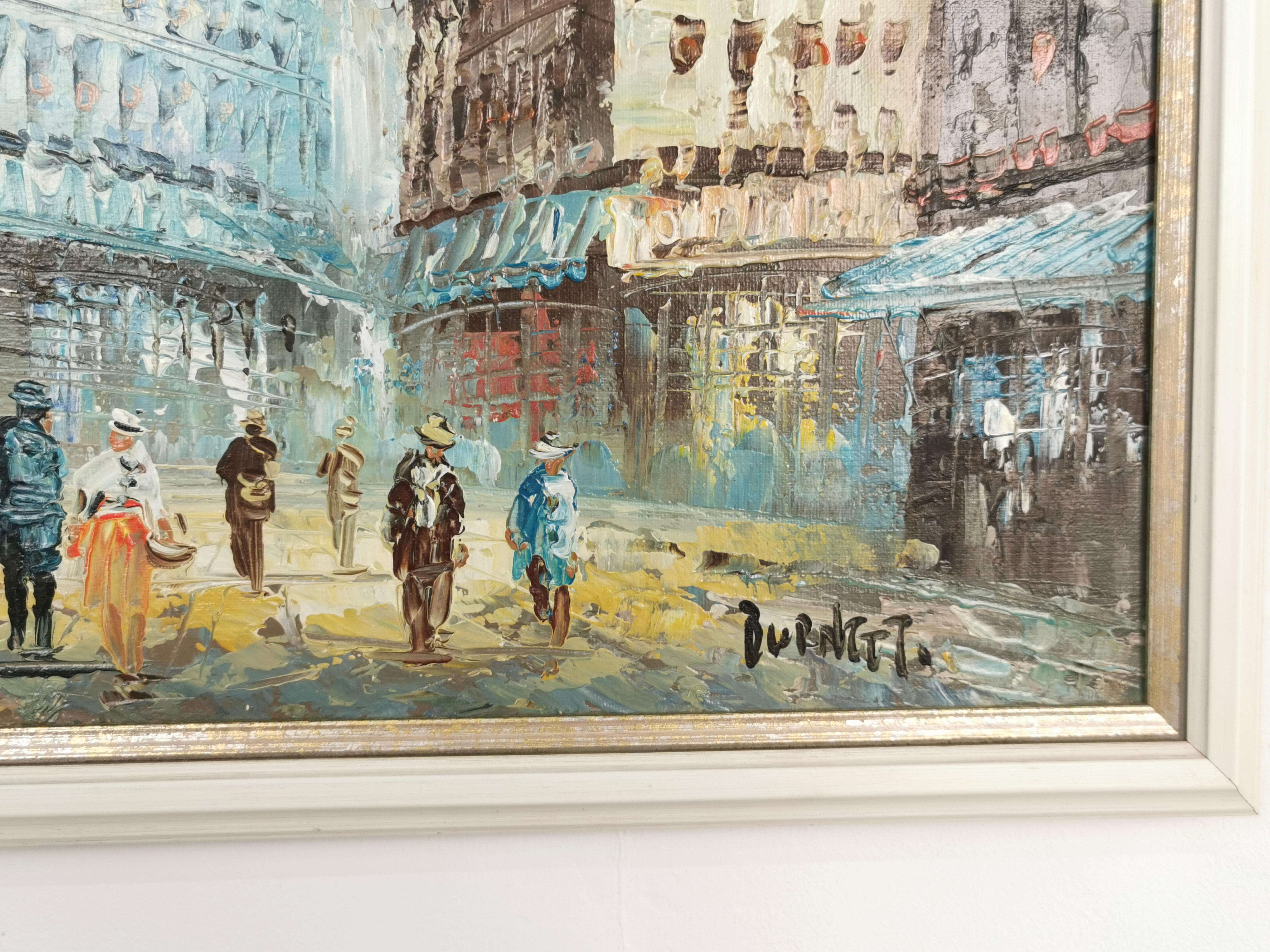 Huile sur toile - Scène de rue française du début du 20e siècle de Burnett en vente 2