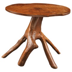 Early 20th Century Burr Elm Root Table or Stool