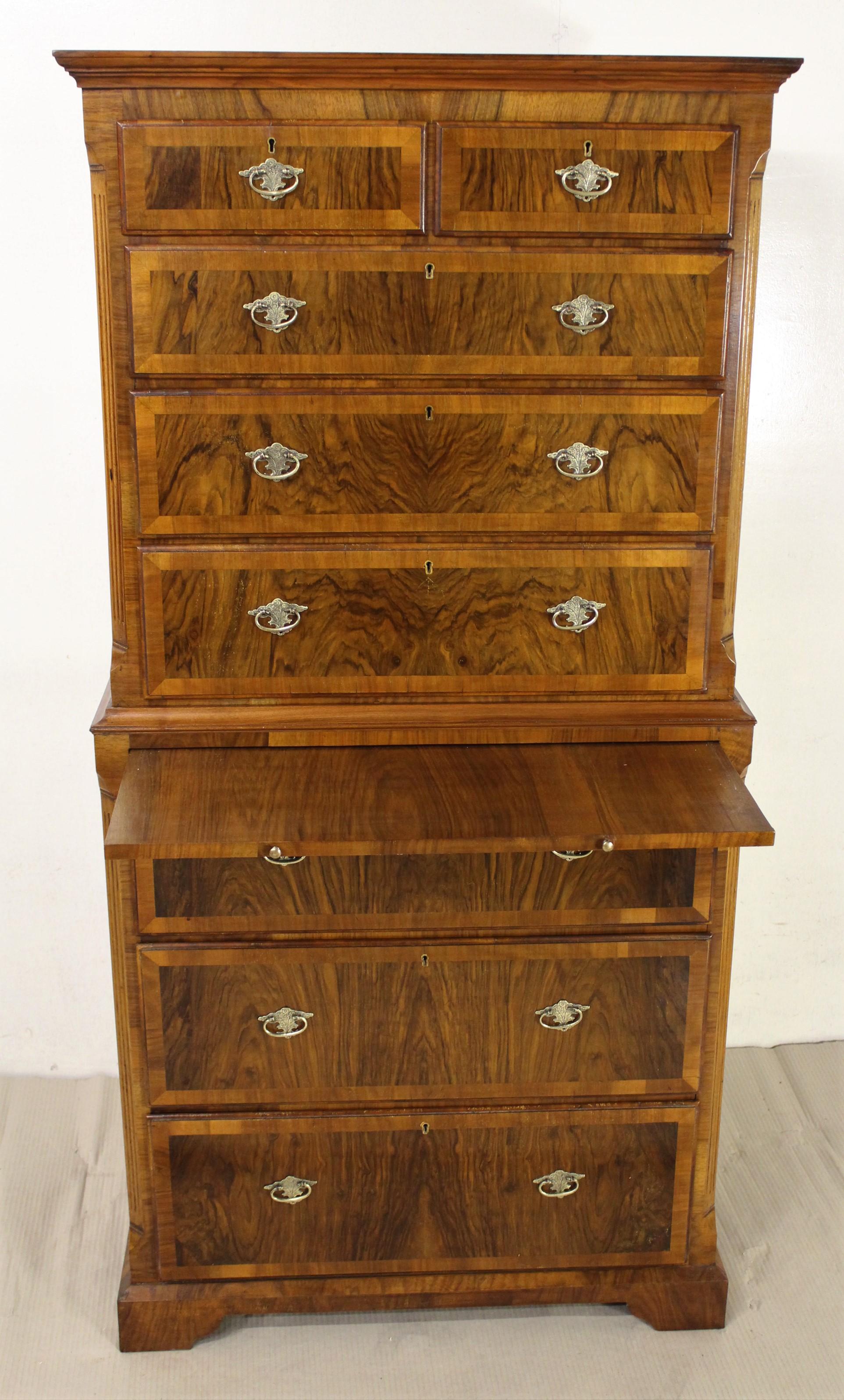 Early 20th Century Burr Walnut Chest on Chest 2