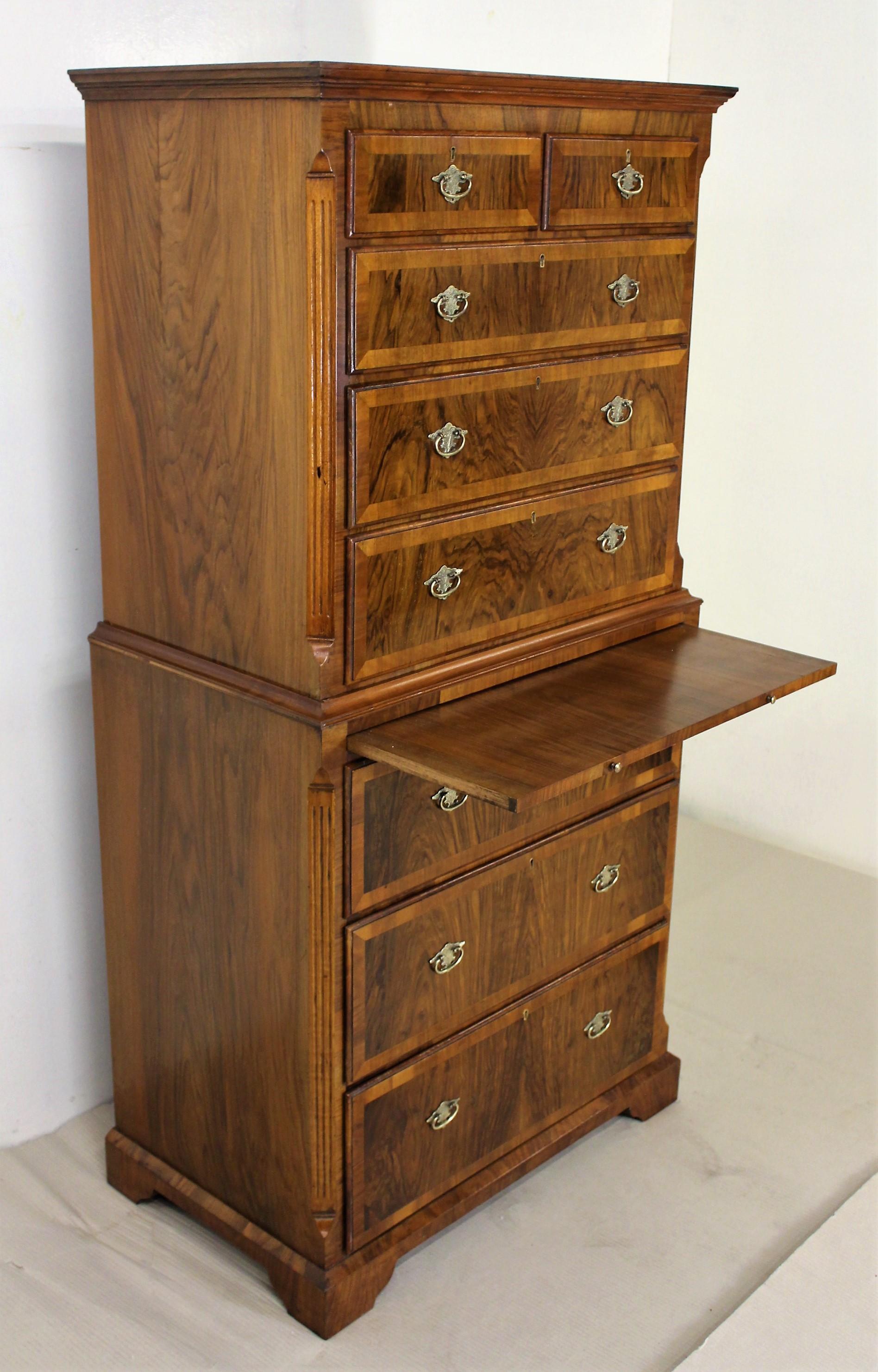Early 20th Century Burr Walnut Chest on Chest 3