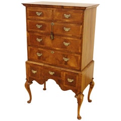 Early 20th Century Burr Walnut Chest on Stand or Tallboy