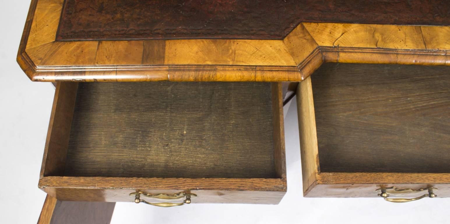 Early 20th Century Burr Walnut Partners Pedestal Desk in Queen Ann Style 6