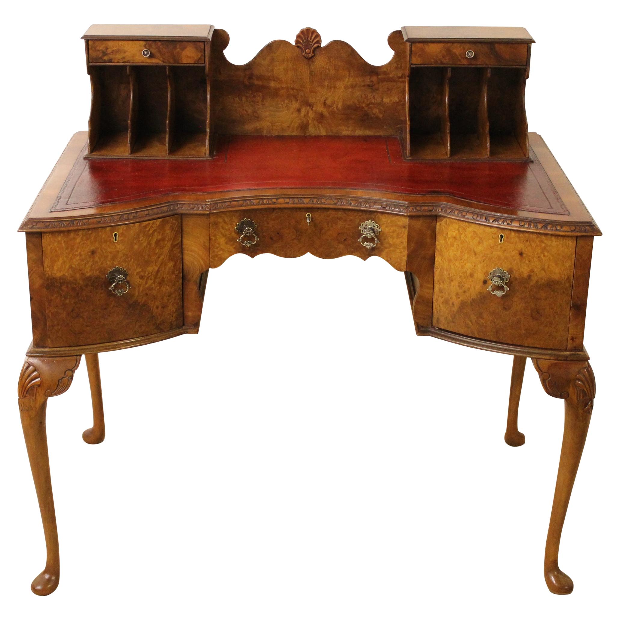 Early 20th Century Burr Walnut Writing Desk For Sale