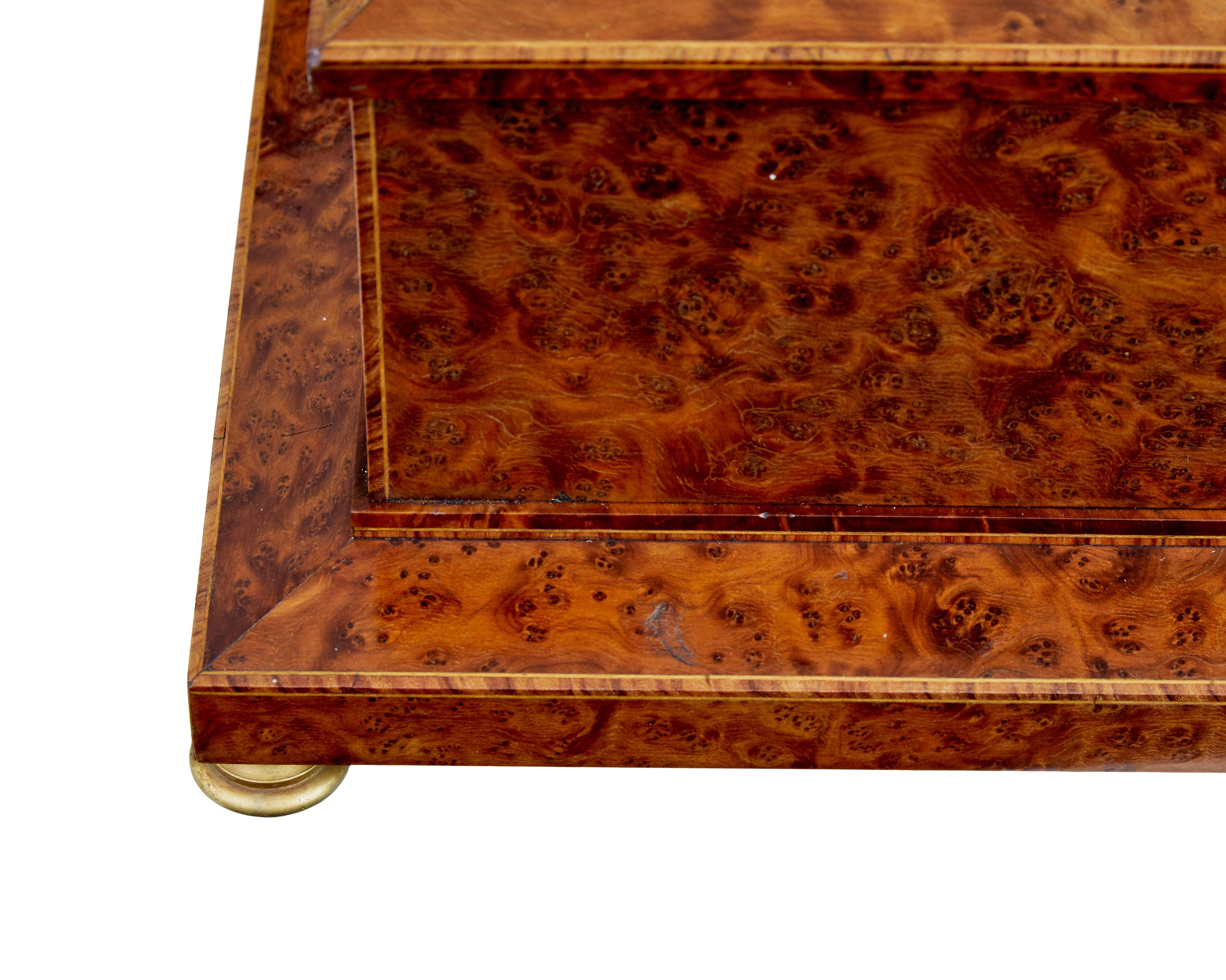 Early 20th Century burr yew desktop box with clock For Sale 2