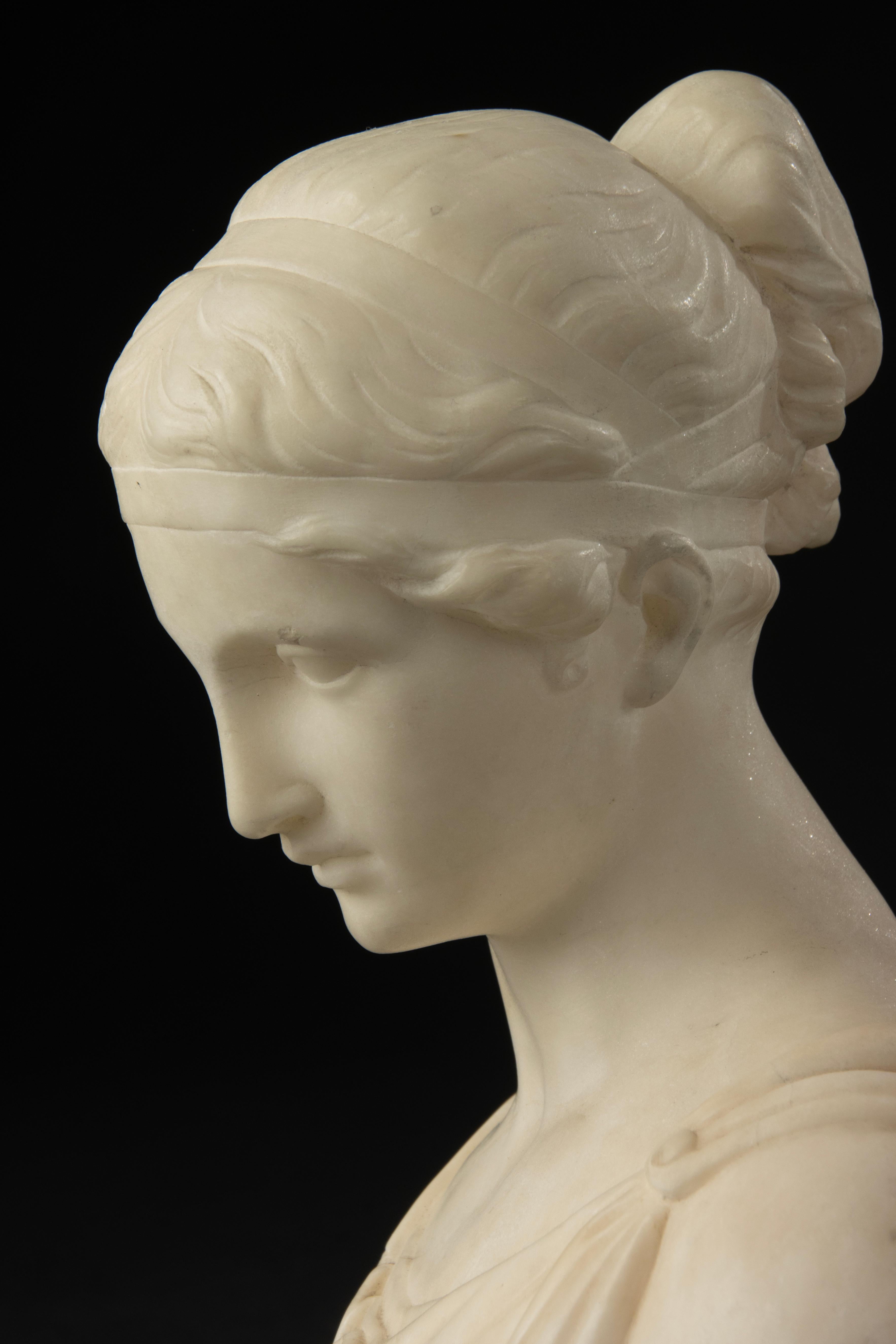 Busto de principios del siglo XX - Kochendörfer - Mármol - Artemisa Diana en venta 1