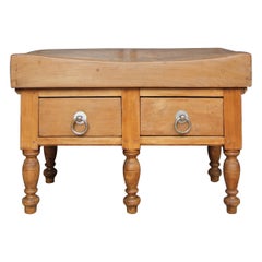Used Early 20th Century Butcher Block Table