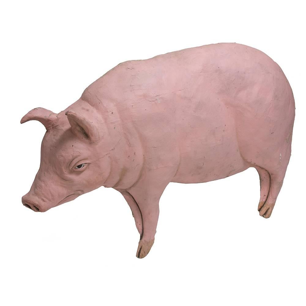 This little piggy went to market and sat in the window of the butcher’s shop when he was out of town. This very fun shop fixture is from Germany and dates to the early 20th century. Made of paper maché, this unamused looking pig stood in for real