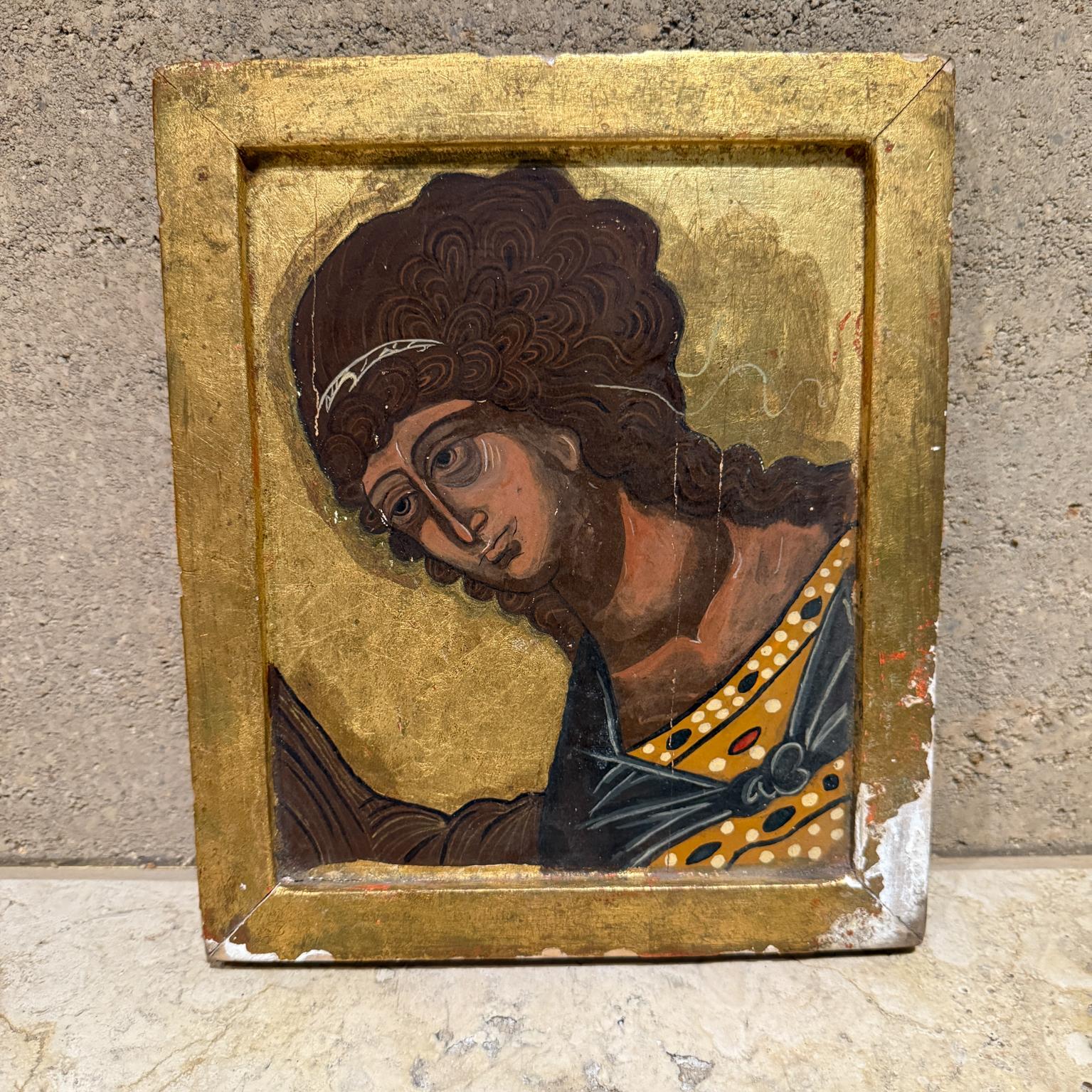AMBIANIC presents
Gold Byzantine Wall Art Female Icon
11.5tall x 9.75w x 1d inches  Art 9.5 x 7.75
Preowned Unrestored original Vintage Condition.
Minor losses and fading. Distress.
Refer to our images please.