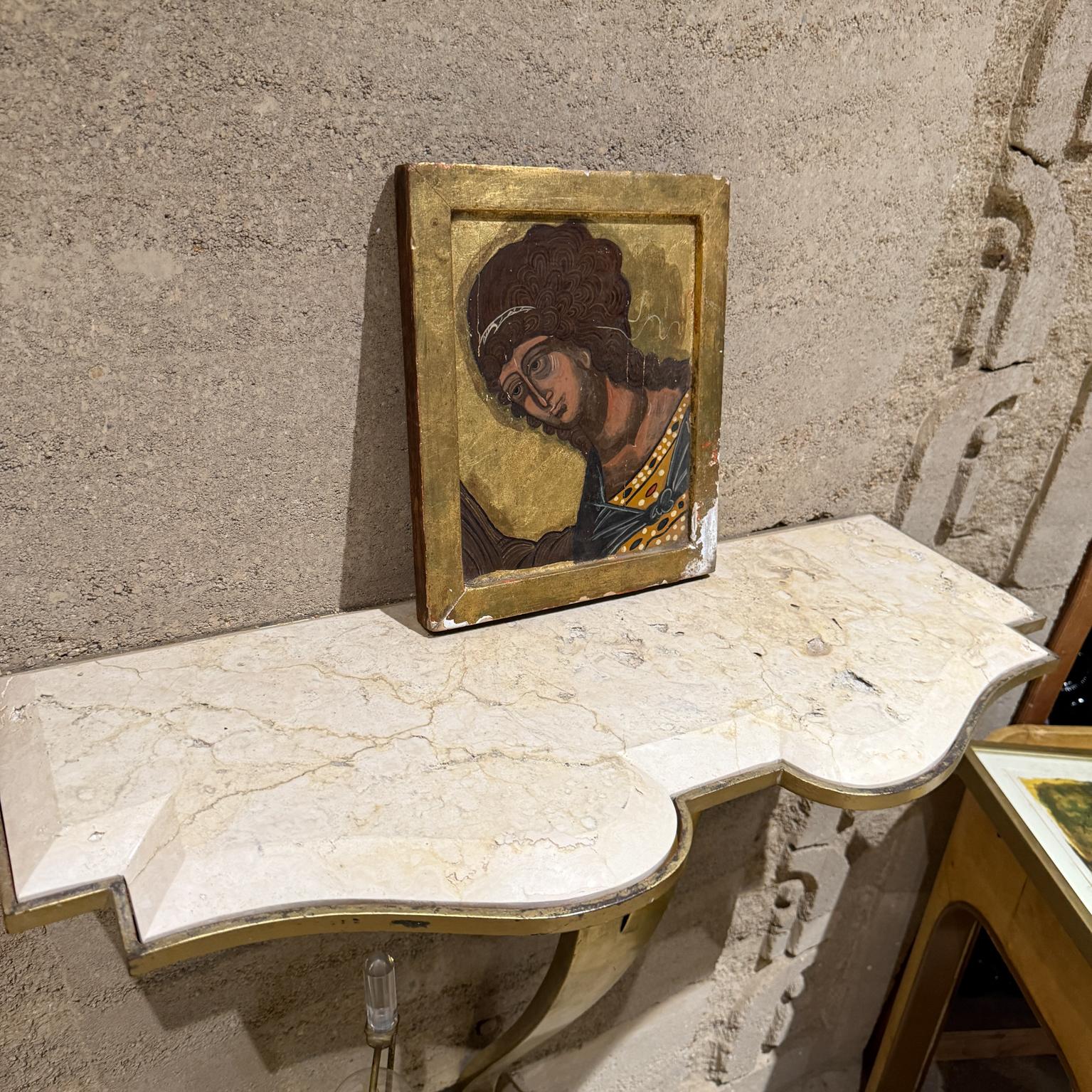 Classical Roman Early 20th Century Byzantine Female Icon Gold Painting For Sale
