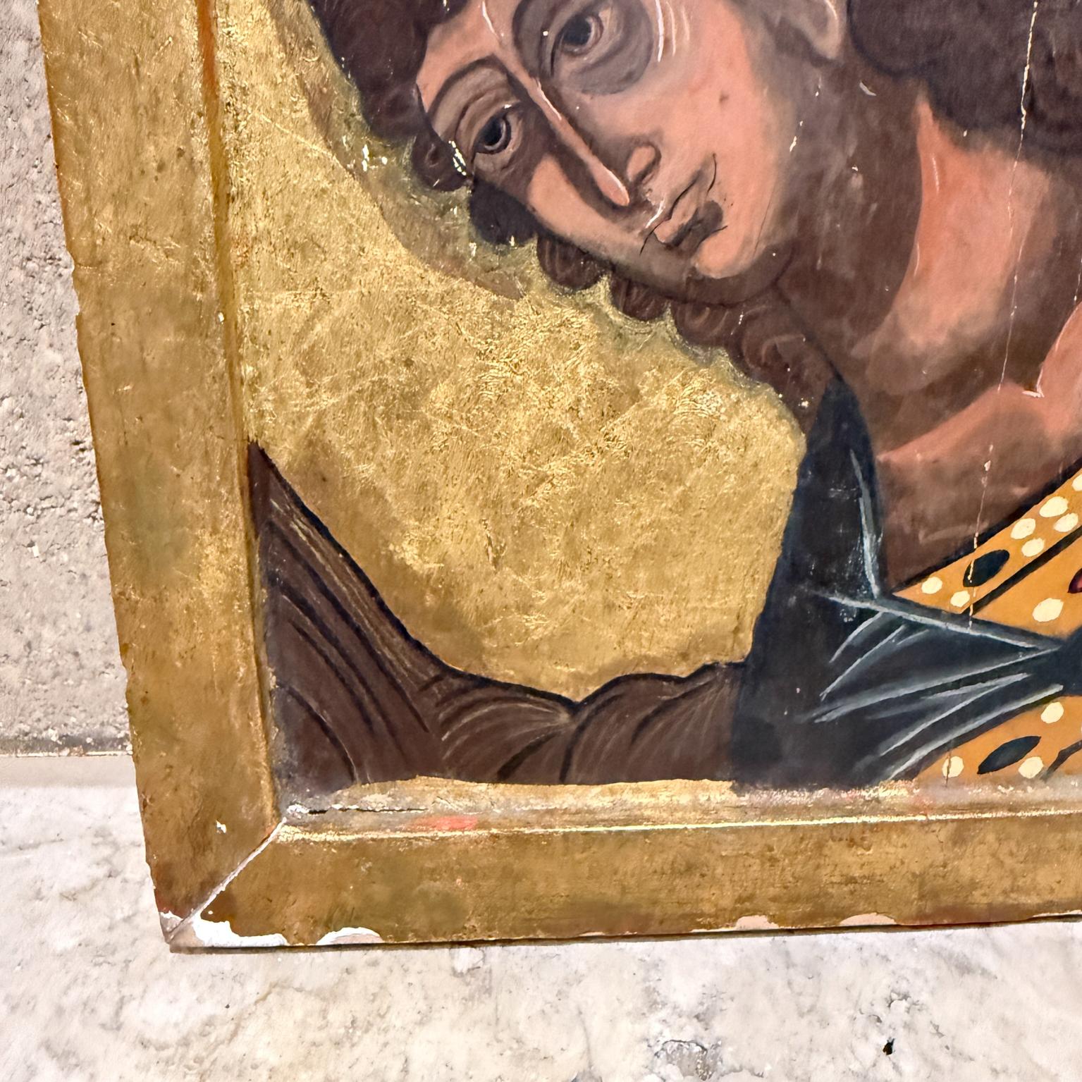 Early 20th Century Byzantine Female Icon Gold Painting For Sale 1