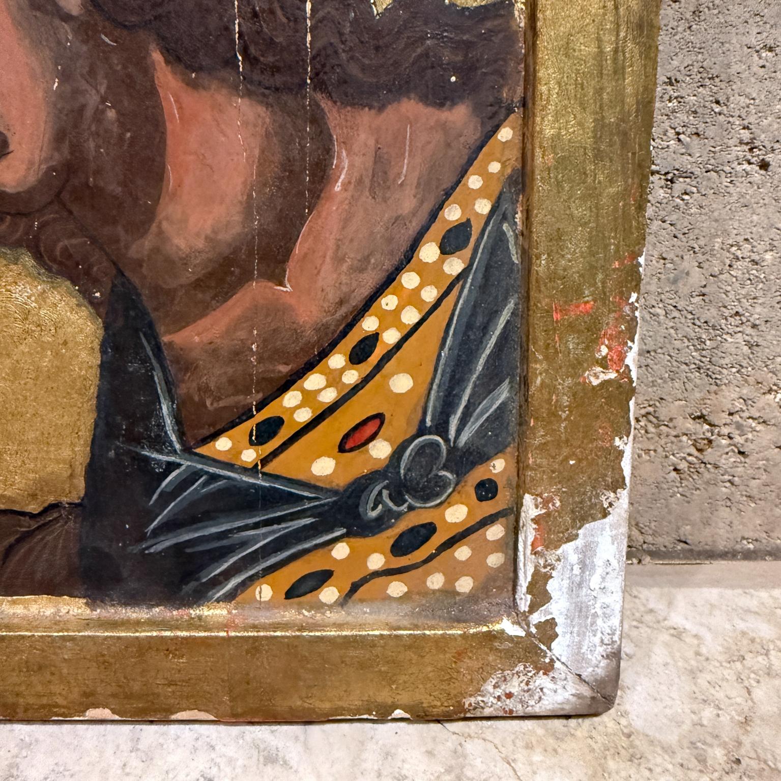 Early 20th Century Byzantine Female Icon Gold Painting For Sale 2