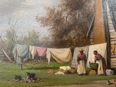 Early 20th Century Cabin Scene Oil on Board Painting by William Aiken Walker