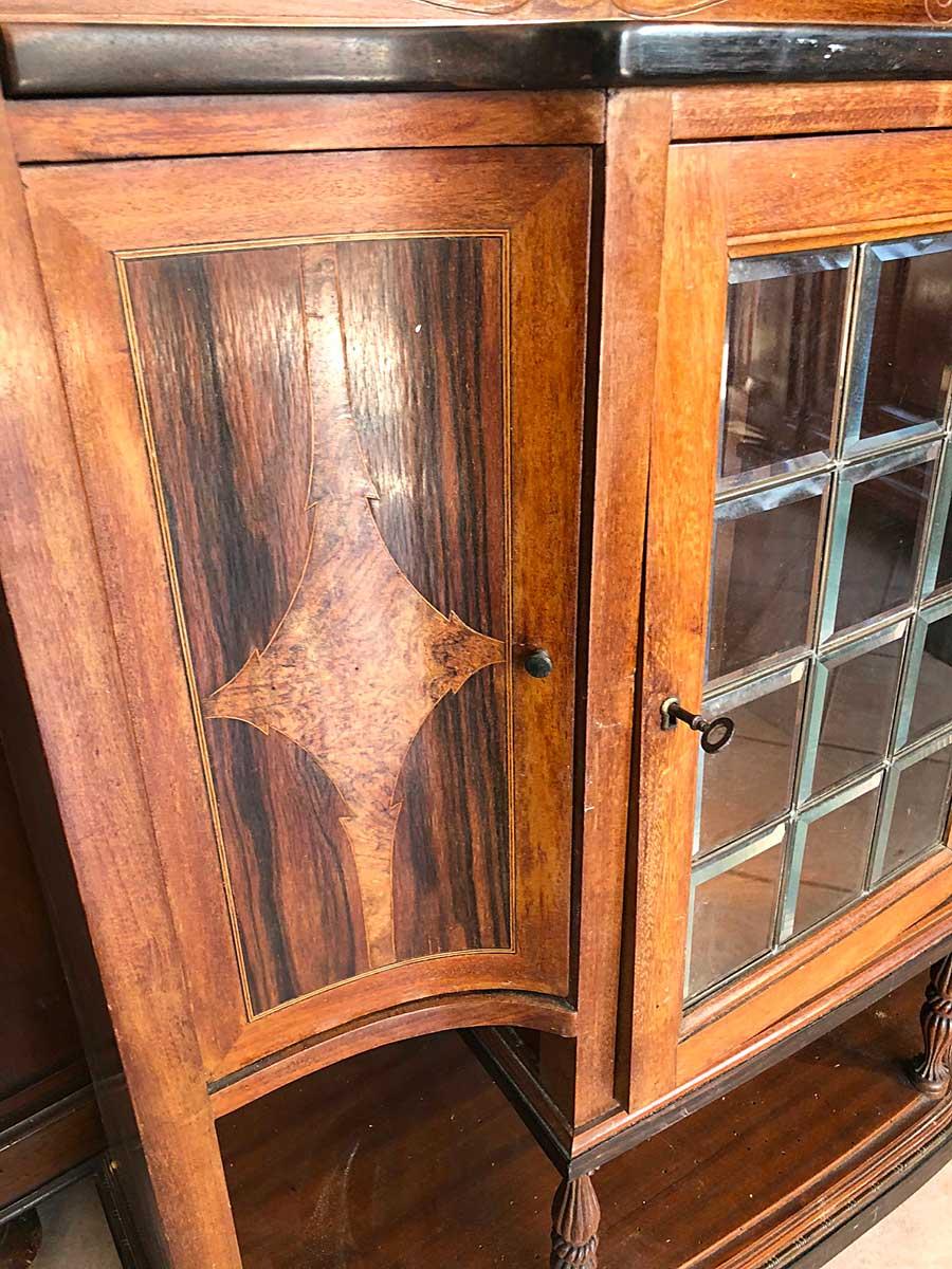 Art Nouveau Early 20th Century Cabinet with Beveled Mirror Walnut art Nouveau For Sale