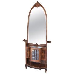 Vintage Early 20th Century Cabinet with Beveled Mirror Walnut art Nouveau