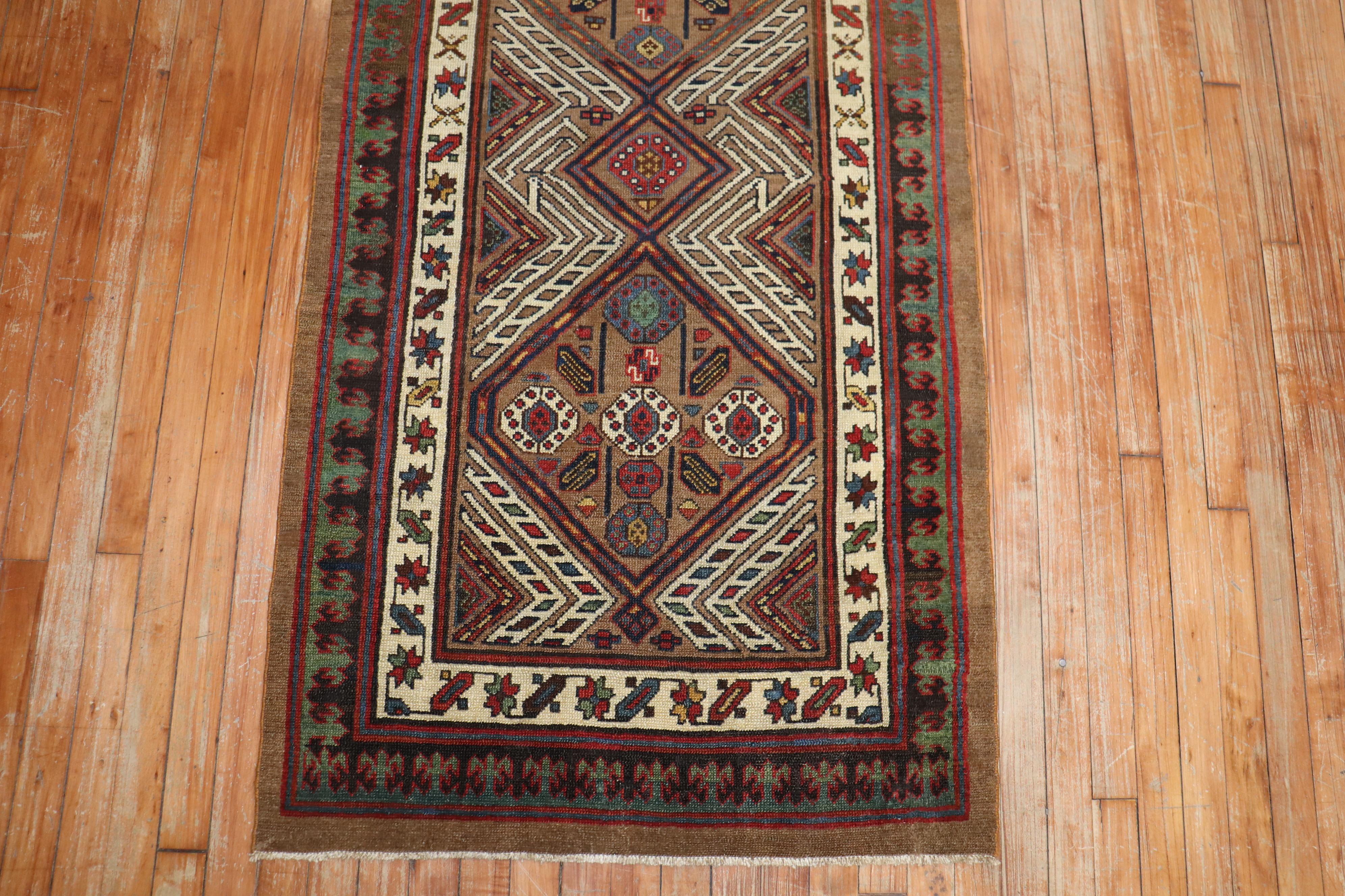 Hand-Woven Early 20th Century Camel Tribal Persian Serab Runner For Sale